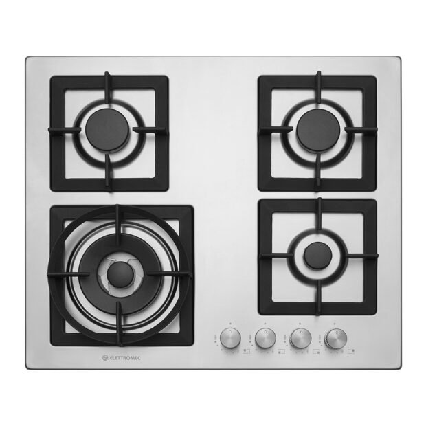 Cooktop Inox 4 bocas a gás Quadratto 60cm - Elettromec