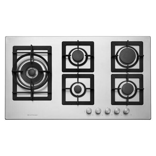 Cooktop Inox 5 bocas a gás Quadratto 90cm - Elettromec