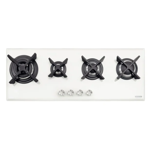 Cooktop a gás Slim Glass Flat Branco 4 bocas 100CM - Tramontina