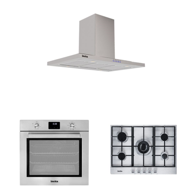 Kit Invita 5 - Forno Elétrico Coifa Ilha 90cm Cooktop Inox 70cm